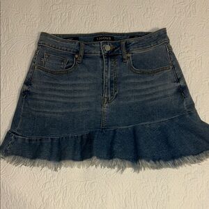 Vigoss Blue Denim Ruffle Mini Skirt